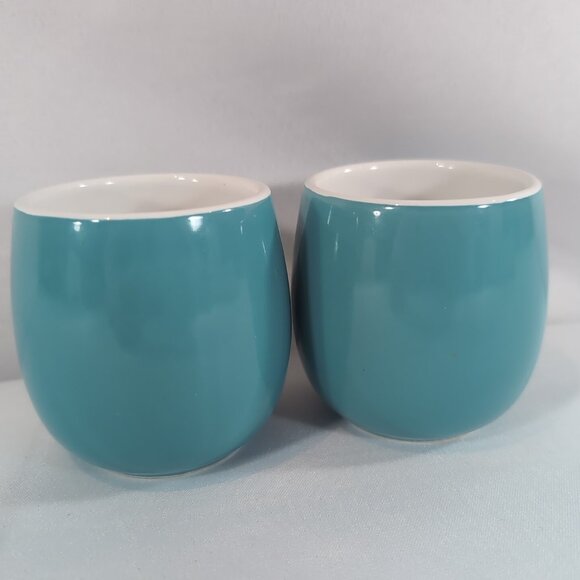 David's Tea 2 Set Demitasse Bubble Cups Mugs Aqua Blue Ceramic Coffee Tea Lot - Picture 7 of 12